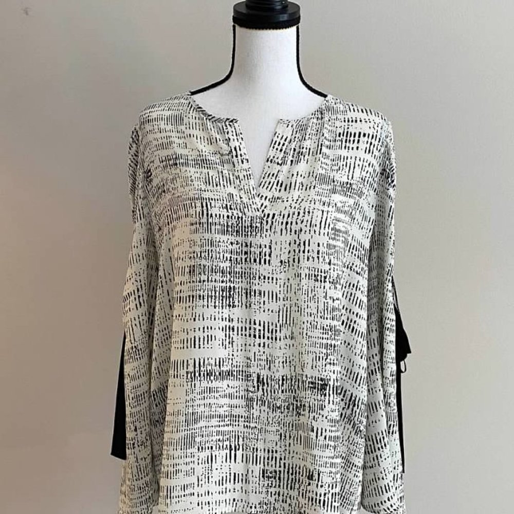 Ivanka Trump Georgette Long Sleeve Open Arm Blouse